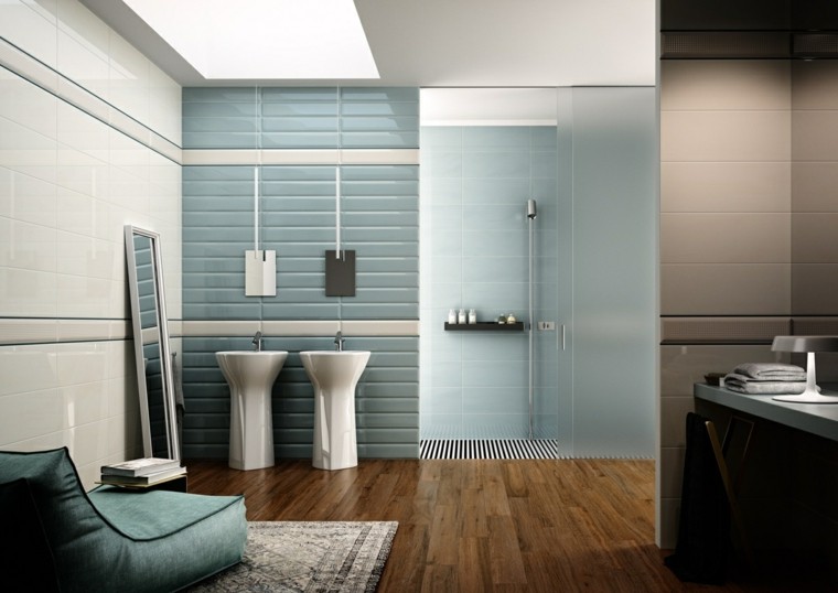 estupendo diseño cuarto baño azul