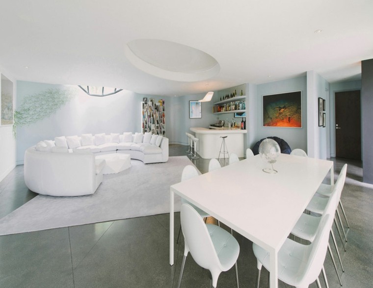 exito diseno salon moderno muebles blancos alfombra minimalista ideas