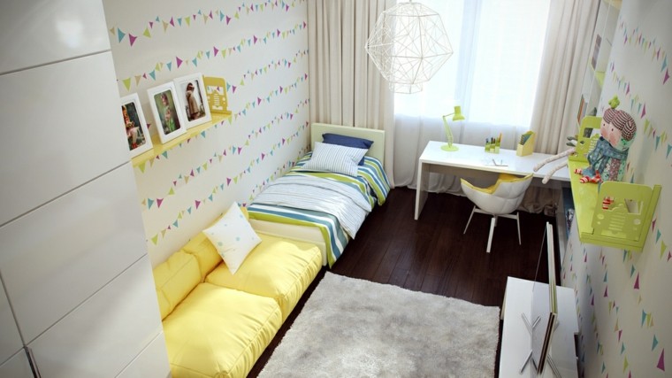 fotos estanterias papel pared bonito sofa amarillo ideas