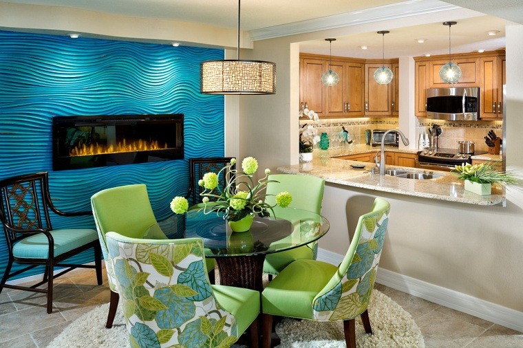 fresca pared comedor cocina azul