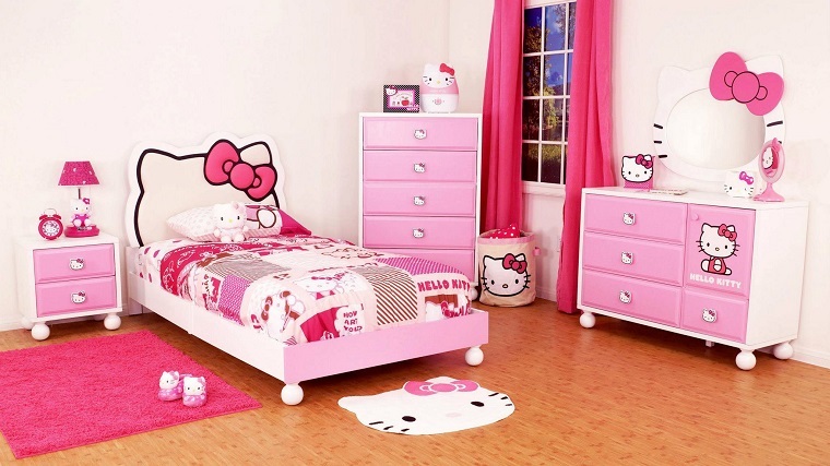 habitación inspirada por Hello Kitty habitacion chica cama preciosa colores rosa ideas
