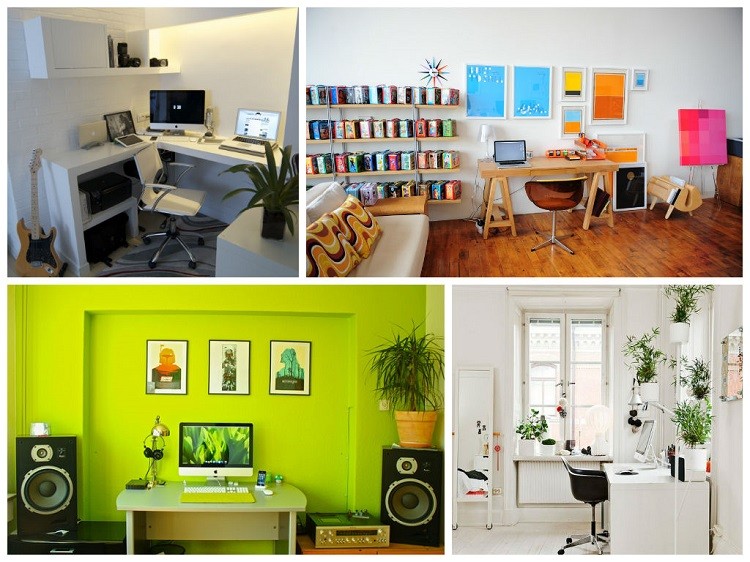 colores vibrantes y plantas en el cuarto moderno ideas escritorio colores plantas interesantes ideas