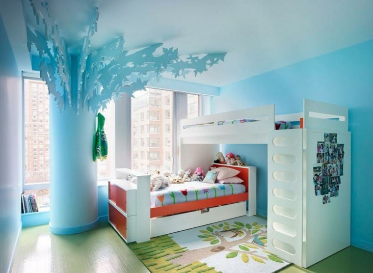 infantil azul creativo arbol claro