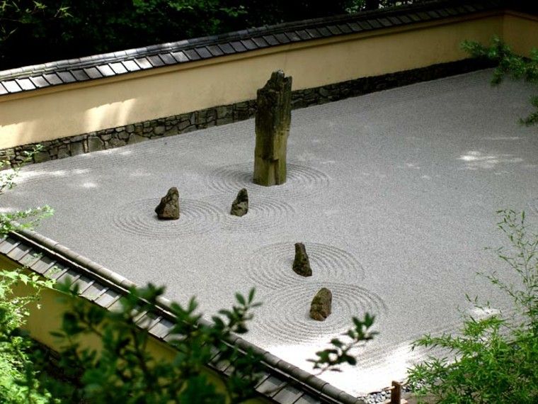jardín japonés arena piedras simple ideas