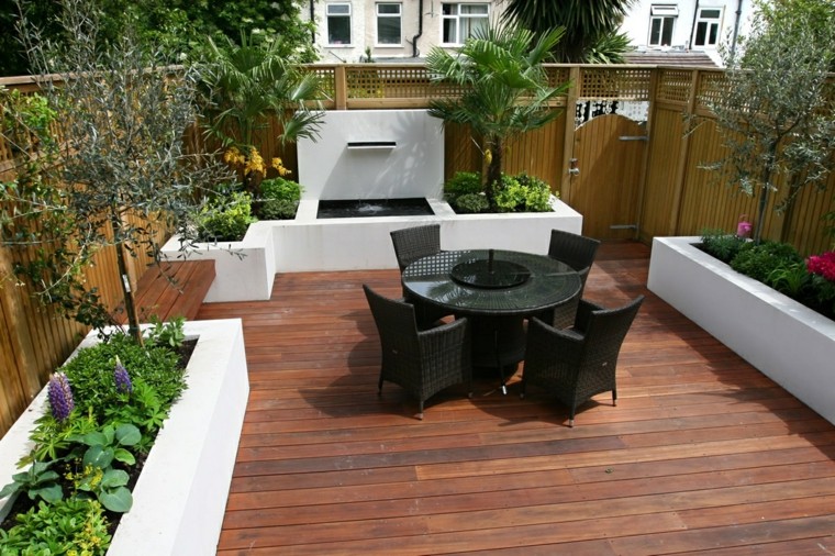 jardineras azul madera sillas exteriores
