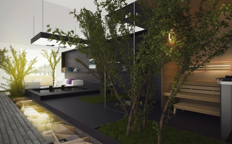 jardines modernos interiores diseño futurista