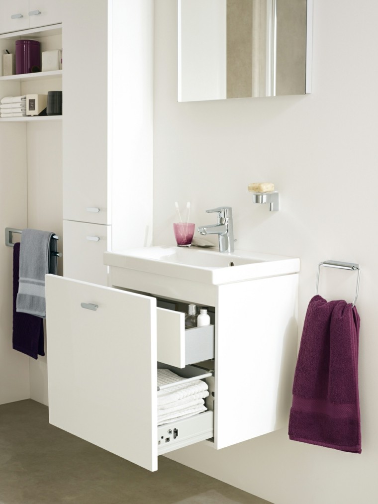 ideas para lavabo para el baño moderno lavabo blanco bano espejo toalla ideas