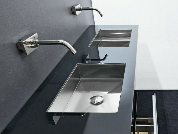 lavabos modernos diseño acero grifos
