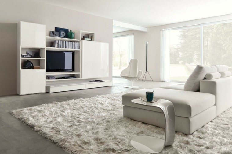 magia blanca pared osura muebles alfombra pelos salon ideas