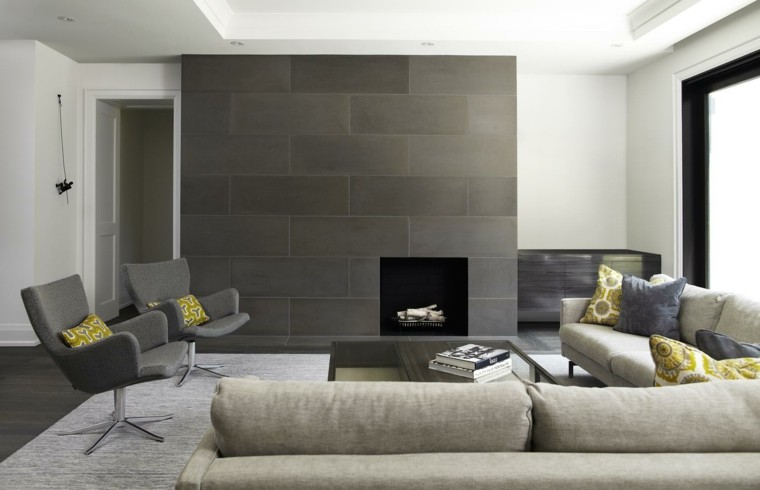 moderno concreto fogata pared gris