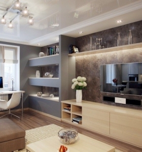 Mueble con LED integrado, unidades de pared asombrosas.