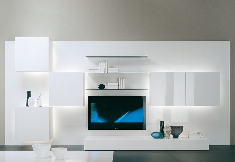 Mueble con LED integrado, unidades de pared asombrosas.