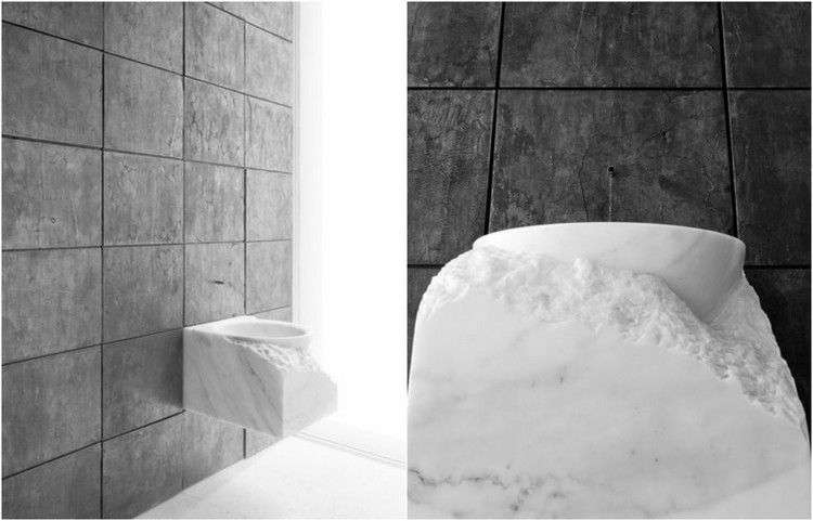 muebles baño bloques marmol blanco