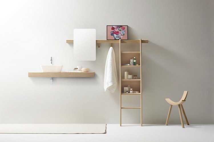 muebles estantes madera clara natural