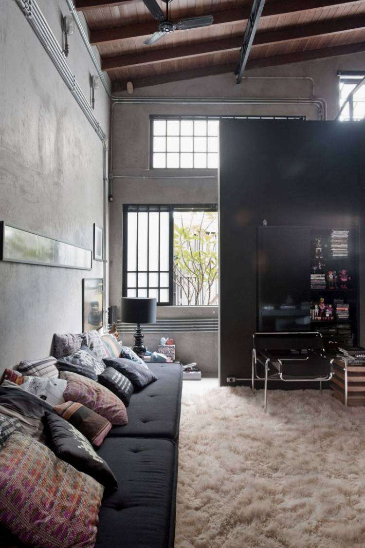 muebles modernos estilo industrial sillon negro ideas