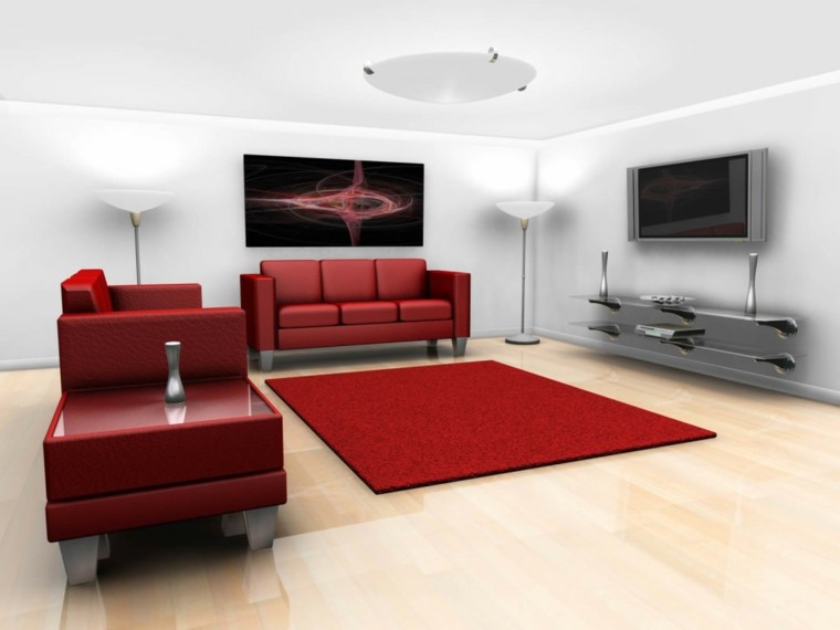 muebles rojos salon estilo moderno