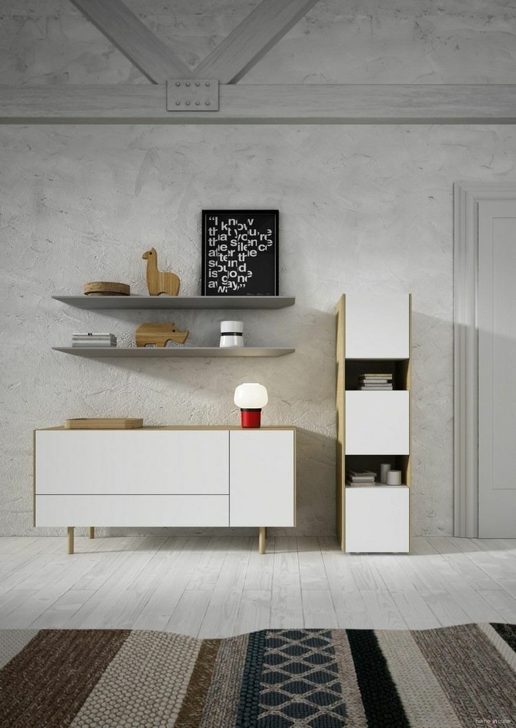 muebles salon blancos estilo retro 