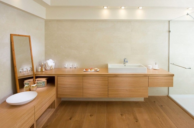 muebles de madera originales en el baño muebles suelo madera bano ducha estilo originalidad