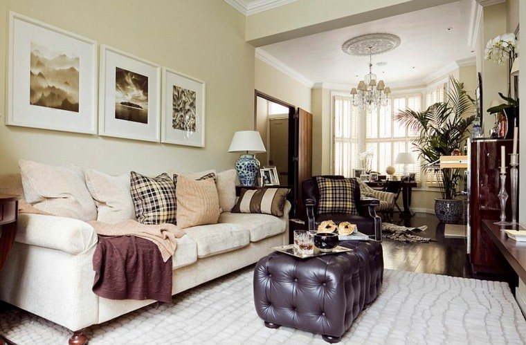otomana cuero negro sofa blanca salon moderno ideas