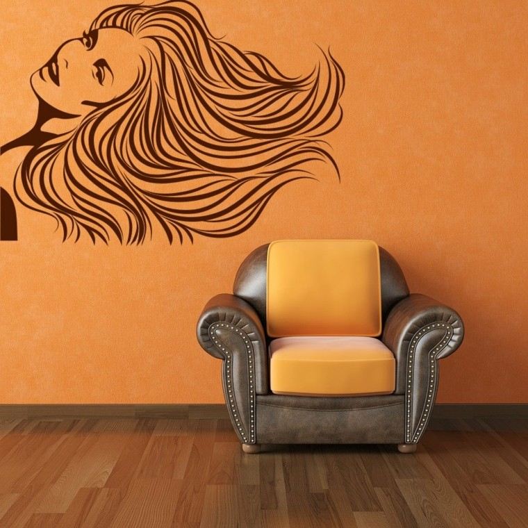 pared color naranja pegatina vinilo mujer