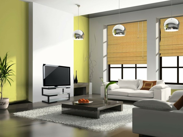 pared salon color verde pistacho
