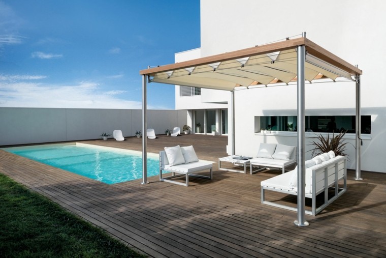 pergolas modernas piscina tumbonas terraza