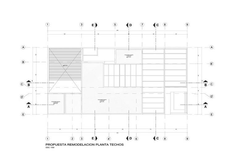 plano remodelacion planta techos nivel