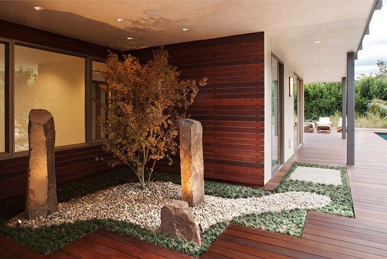 porche cubierto jardines zen diseño 