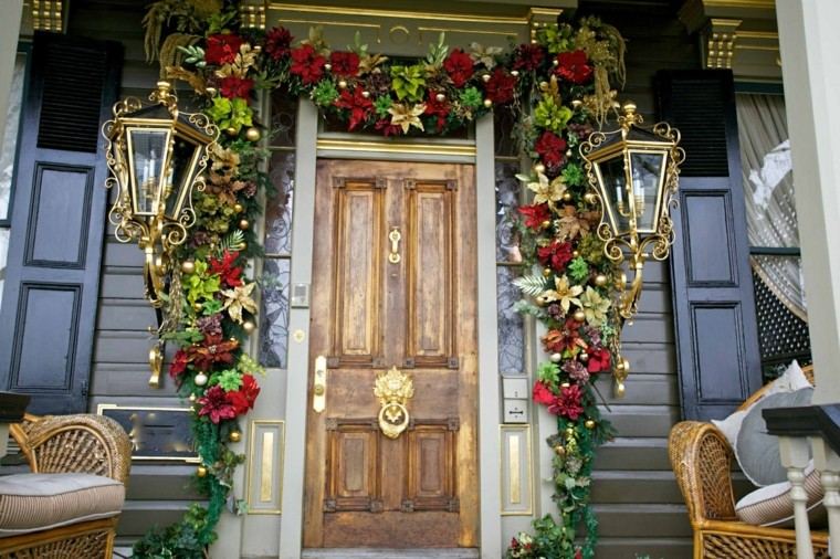 puertas decoracion arco flores lamparas