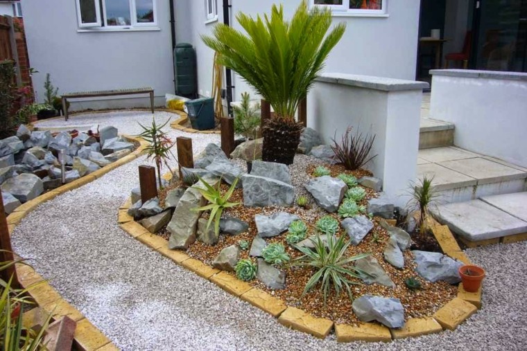 roca jardines camino ventanas sendero