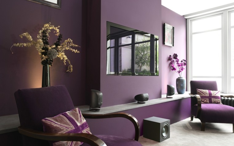 sala estar moderna color purpura