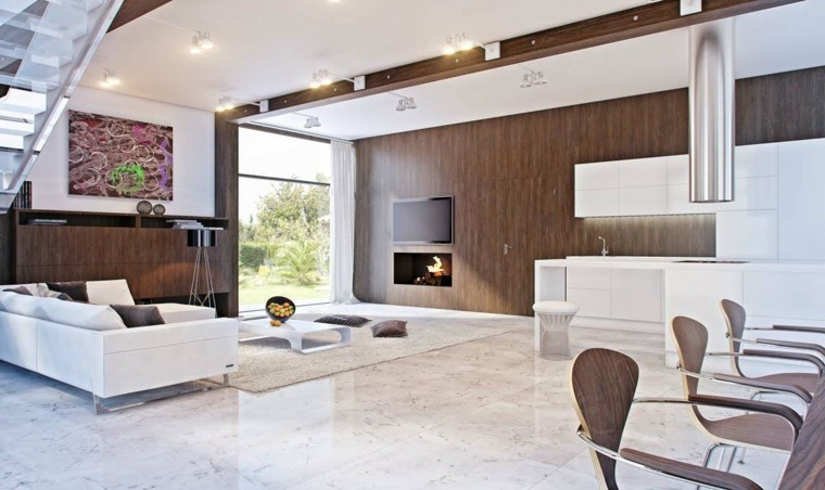 sala moderna elementos madera