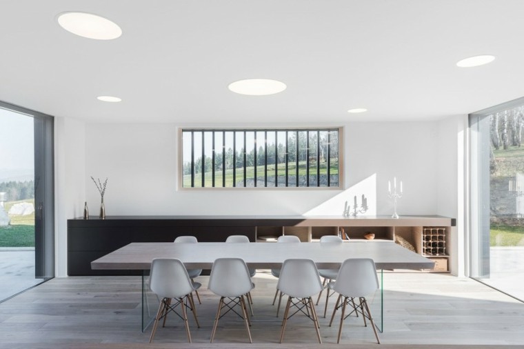 salon moderno pared blanca mesa grande ideas