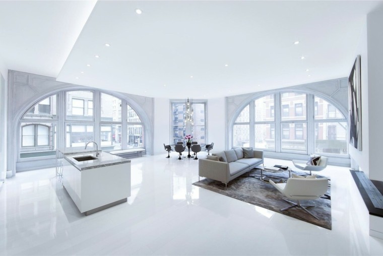salon moderno pared blanca muy amplio luminoso ideas