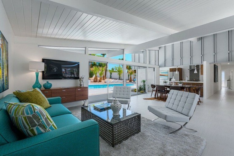 salon moderno pared- lanca sofa verde ideas