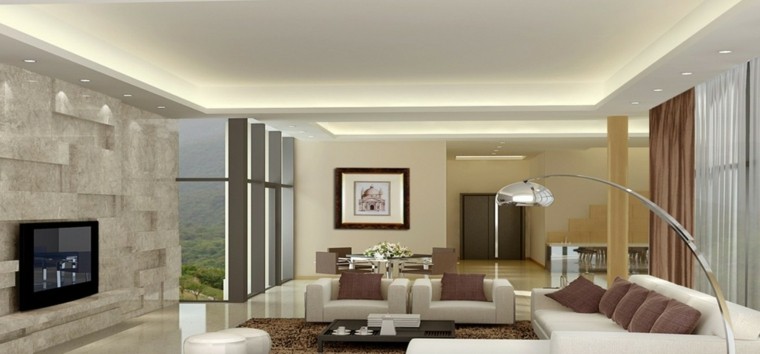 salon moderno pared relieve gris