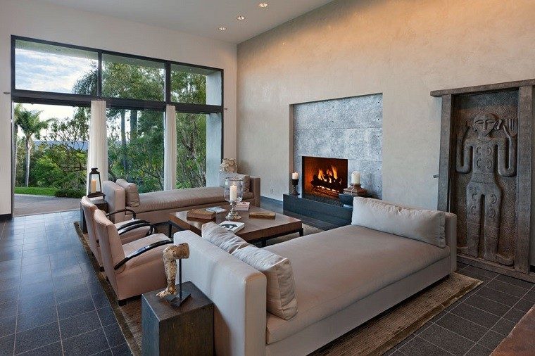salon moderno sofas color beige ventanales ideas