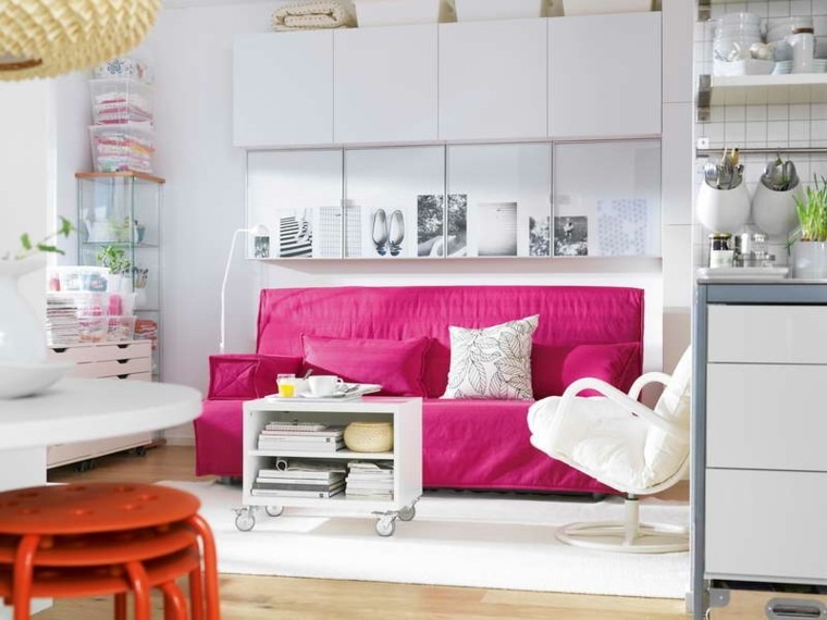 sofa cama color rosa fucsia 