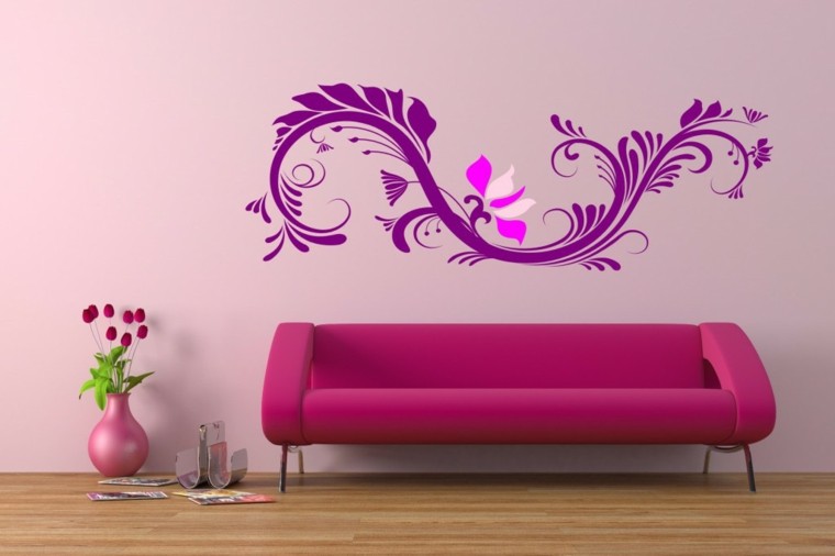 sofa color rosa diseño estilo retro