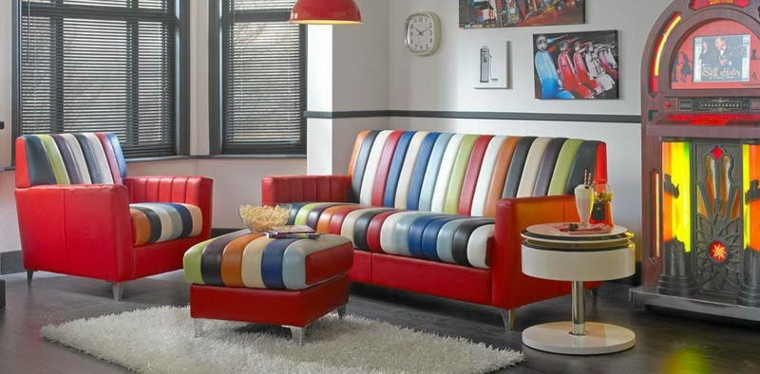 sofa piel bandas verticales colores