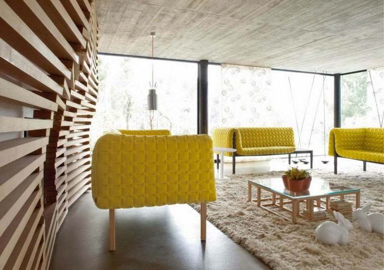 sofas baratos acolchados color amarillo