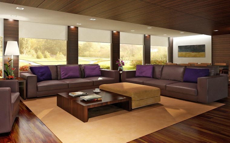 diseño sofas piel color berenjena 