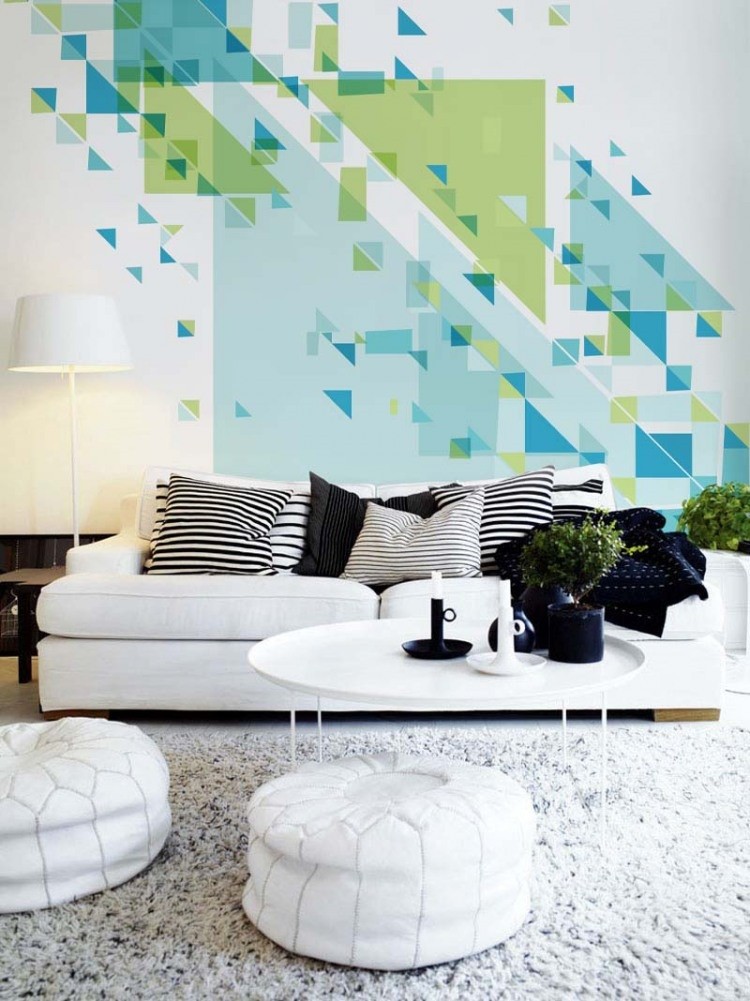taburetes blancos y alfombra preciosa en el cuarto moderno taburetes blancos papel pared interesante salon ideas