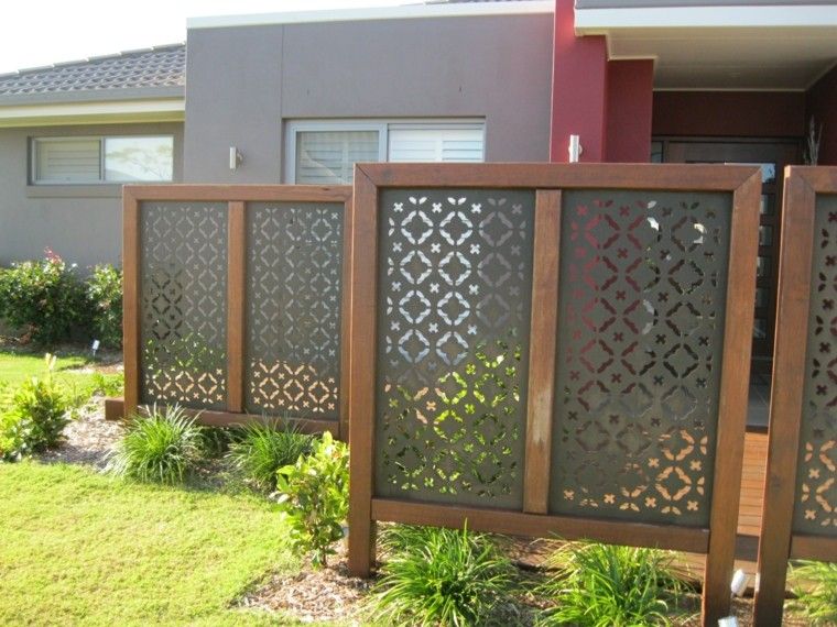 valla metalica exterior jardin moderno cesped ideas