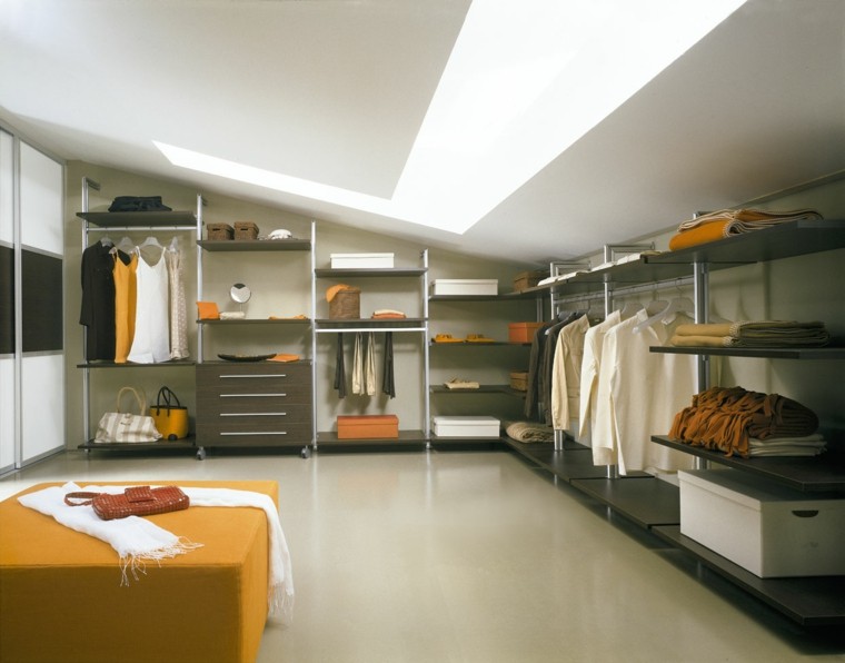 vestidor moderno amarillo estantes mueble