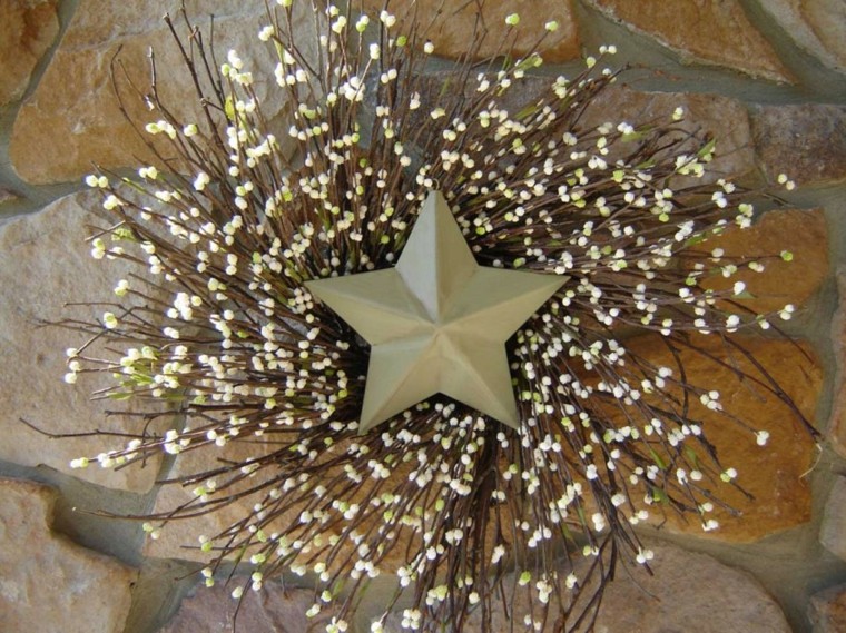 guirnalda de ramas con estrella adorno corona ramas estrella dorada