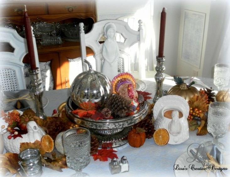 centro mesa calabaza plata