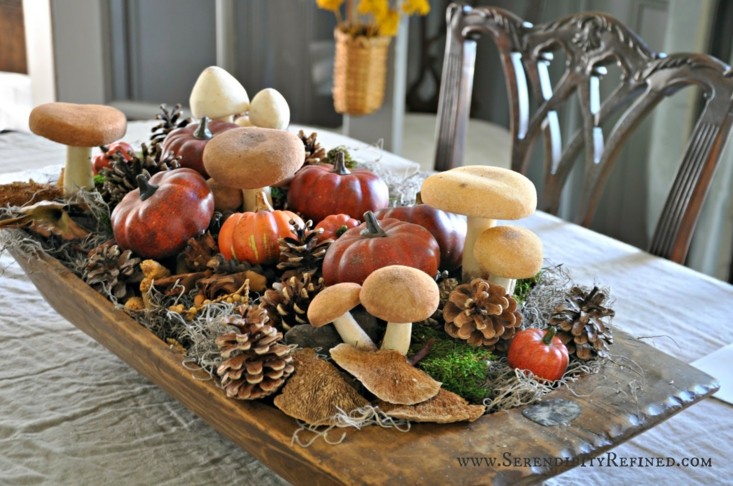 adorno mesa calabazas setas