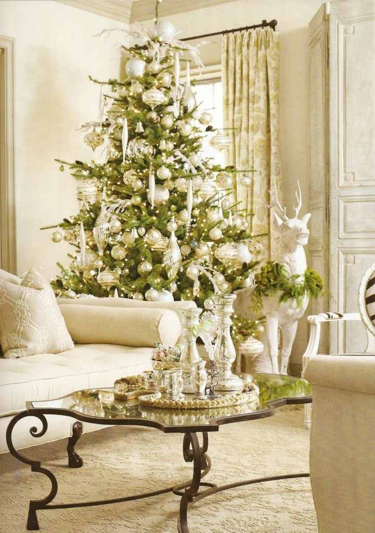 arbol navidad precioso decoracion blanca plata ideas