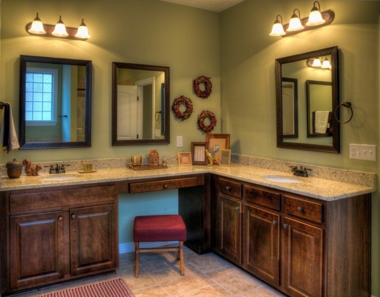 baño estilo clasico paredes verdes